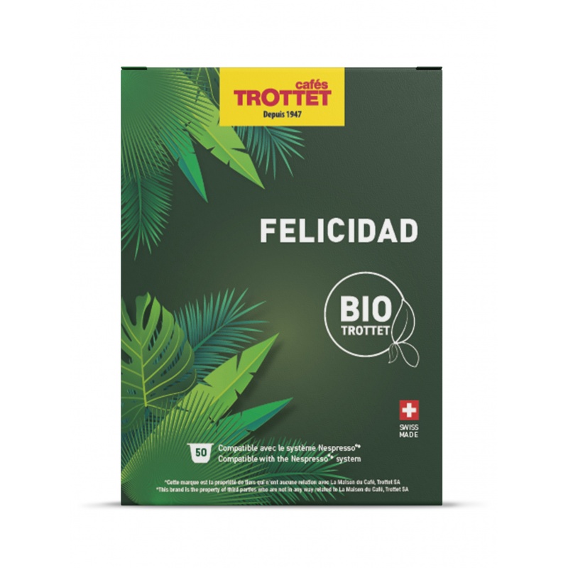 Café bio capsule Nespresso ®* compatible organic Felicidad Cafés Trottet Café bio capsule Nespresso ®* compatible organic Felicidad Cafés Trottet