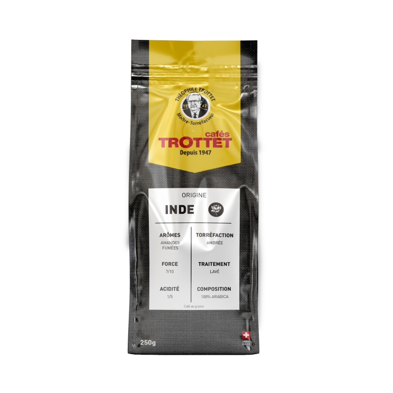 250g café en grains Inde 100% Arabica Cafés Trottet
